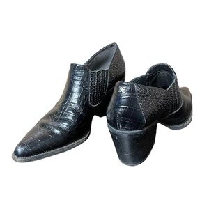 Sam Edelman Black Walton Crock Leather Ankle Boots Ladies Sz 8.5